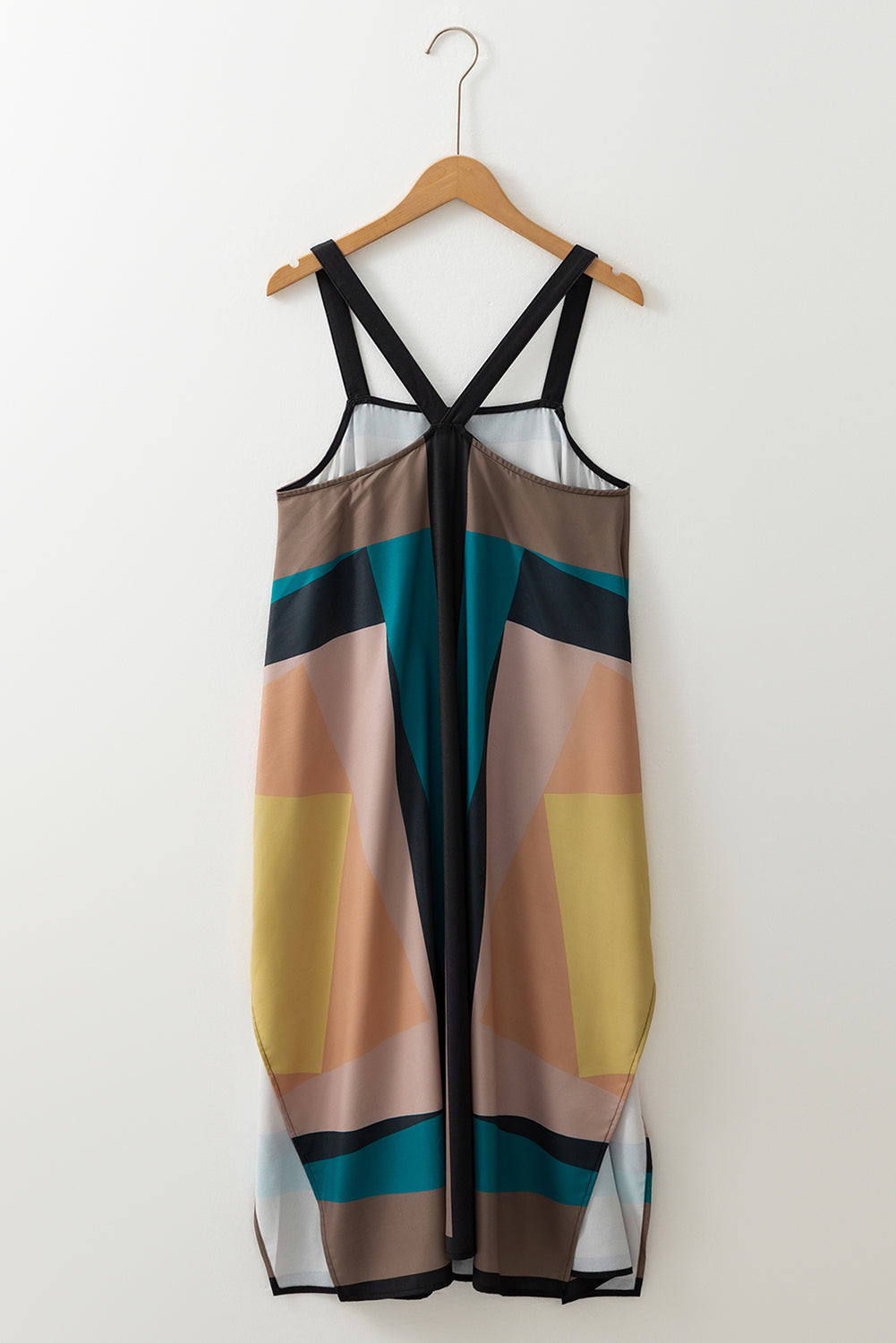 Brown Retro Geometric Printed Y Back Sleeveless Dress Maxi Dresses JT's Designer Fashion