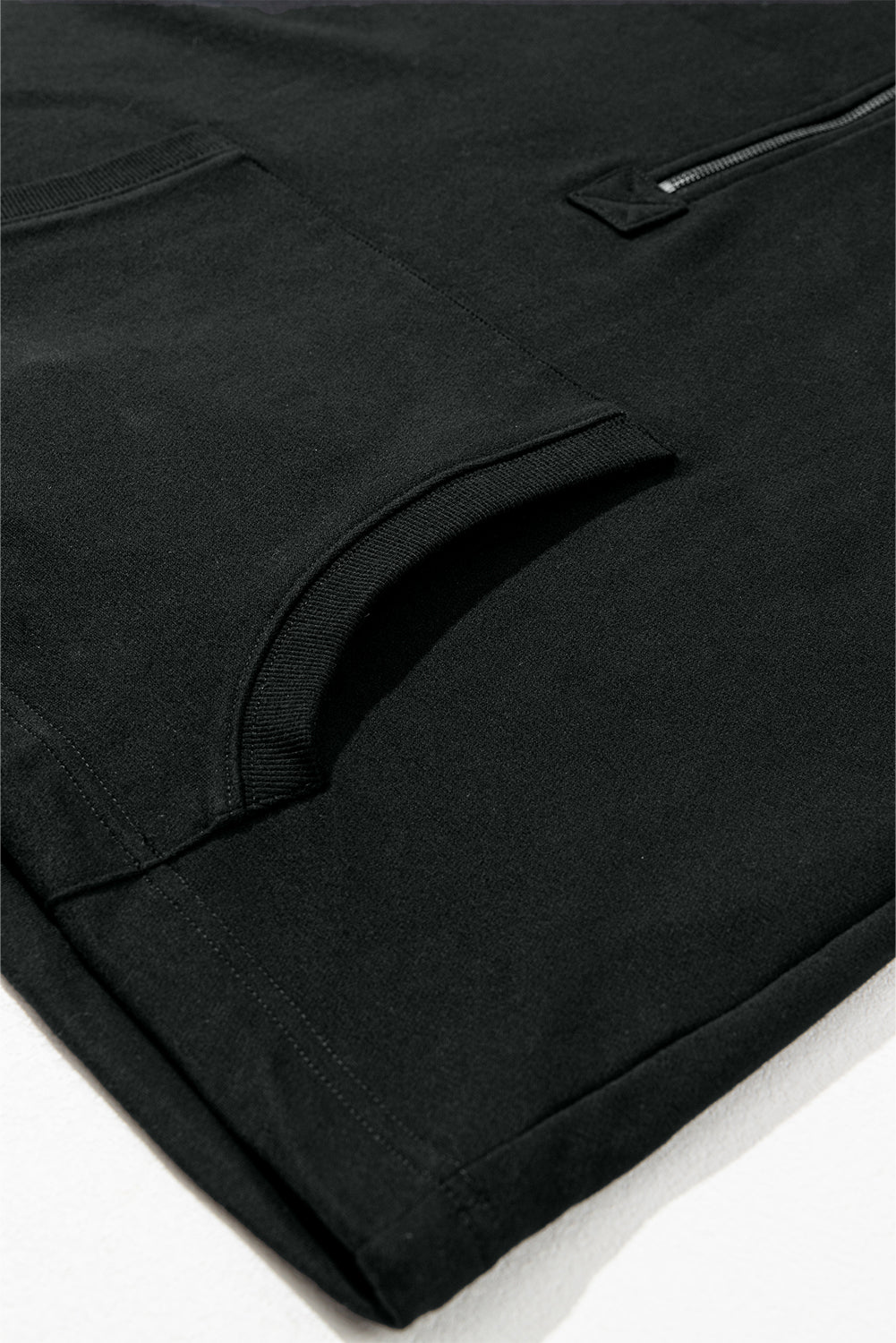Black Solid Kangaroo Pocket Half Zipper Oversized Hoodie Sweatshirts & Hoodies JT's Designer Fashion