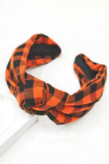Orange Halloween Plaid Print Knotted Headband Headwear JT's Designer Fashion