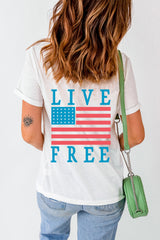 White Back American Flag LIVE FREE Graphic T Shirt Graphic Tees JT's Designer Fashion