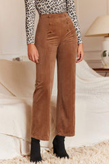 Chestnut Solid Color Double Breasted Straight Leg Pants Pants & Culotte JT's Designer Fashion