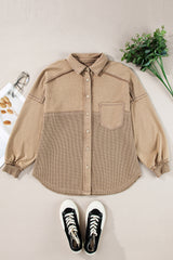 Goat Mineral Wash Textured Patchwork Loose Fit Shacket Jackets JT's Designer Fashion