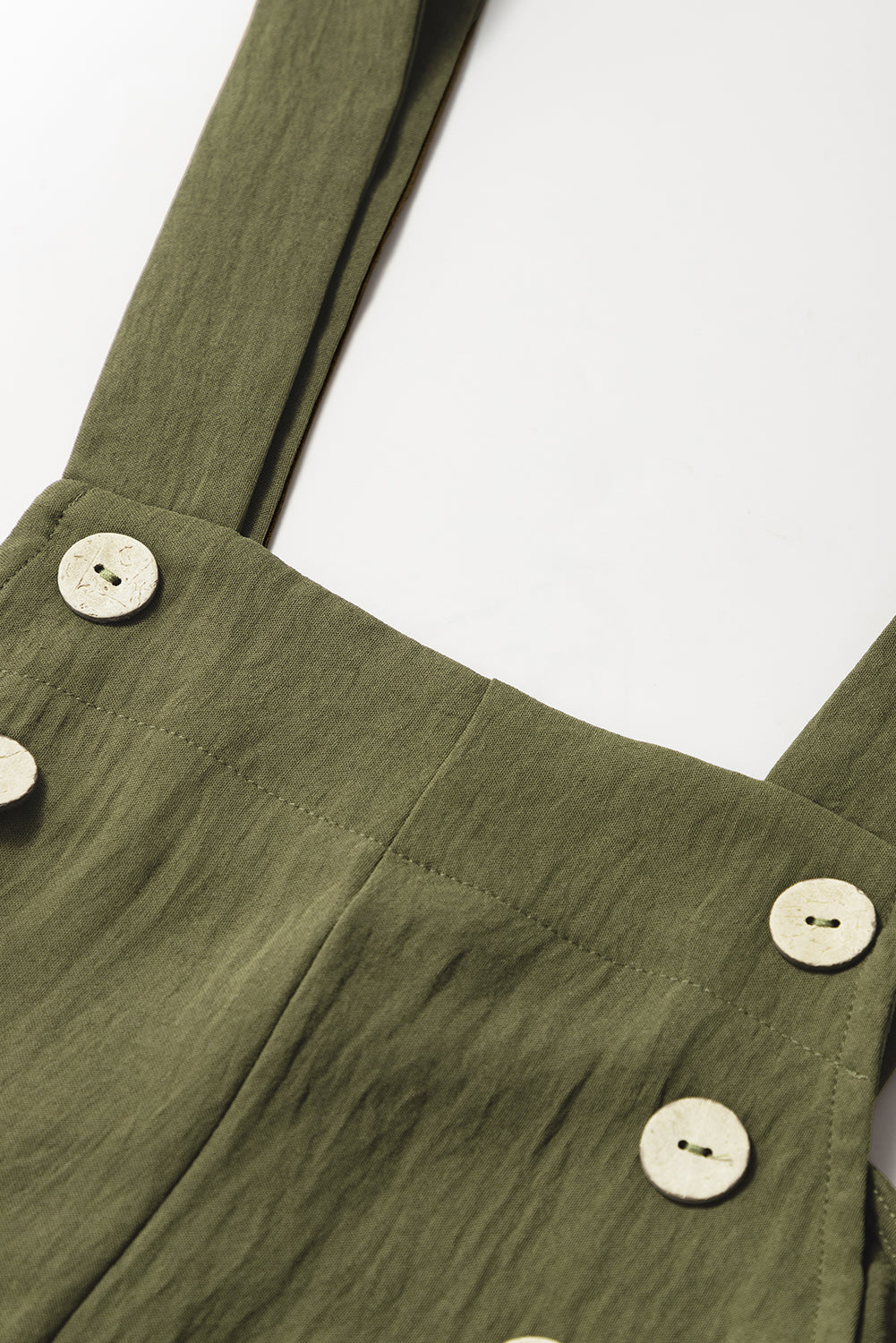 Jungle Green Solid Color Buttoned Straight Leg Overall Jumpsuits & Rompers JT's Designer Fashion