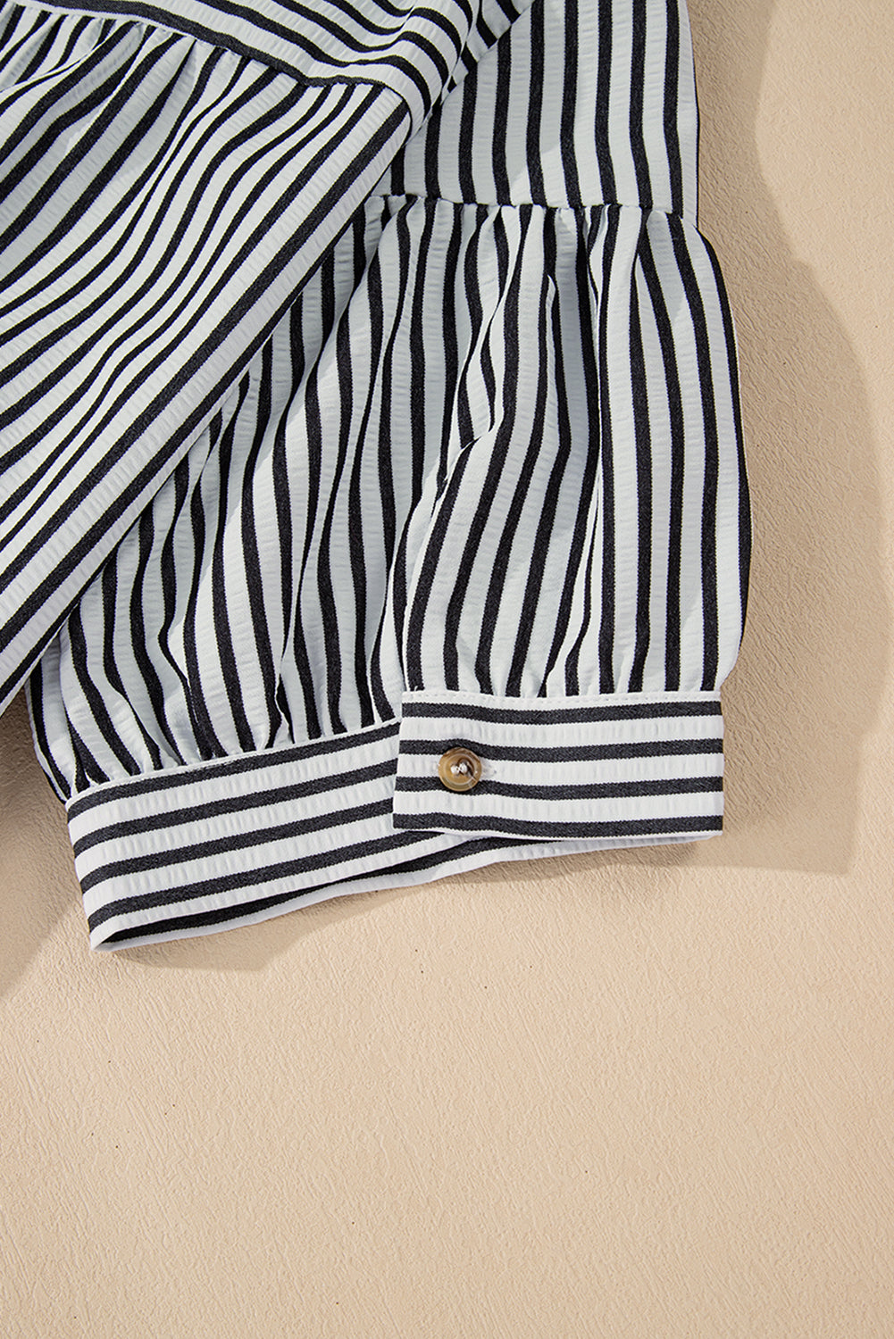 Black Stripe Short Sleeve Buttoned V Neck Pocketed Plus Size Mini Dress Plus Size Mini Dresses JT's Designer Fashion
