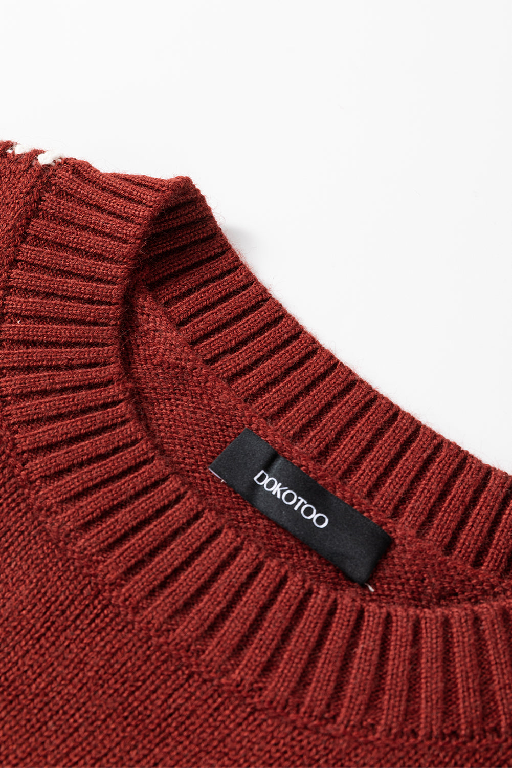 Red Dahlia Color Contrast Trim Drop Shoulder Crew Neck Sweater Sweaters JT's Designer Fashion