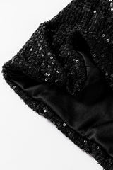 Black Sequin Zip up Round Neck Long Sleeve Jacket Jackets JT's Designer Fashion