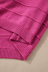 Rose Red Bow Knot Cut Out Round Neck Loose Sweater Sweaters JT's Designer Fashion