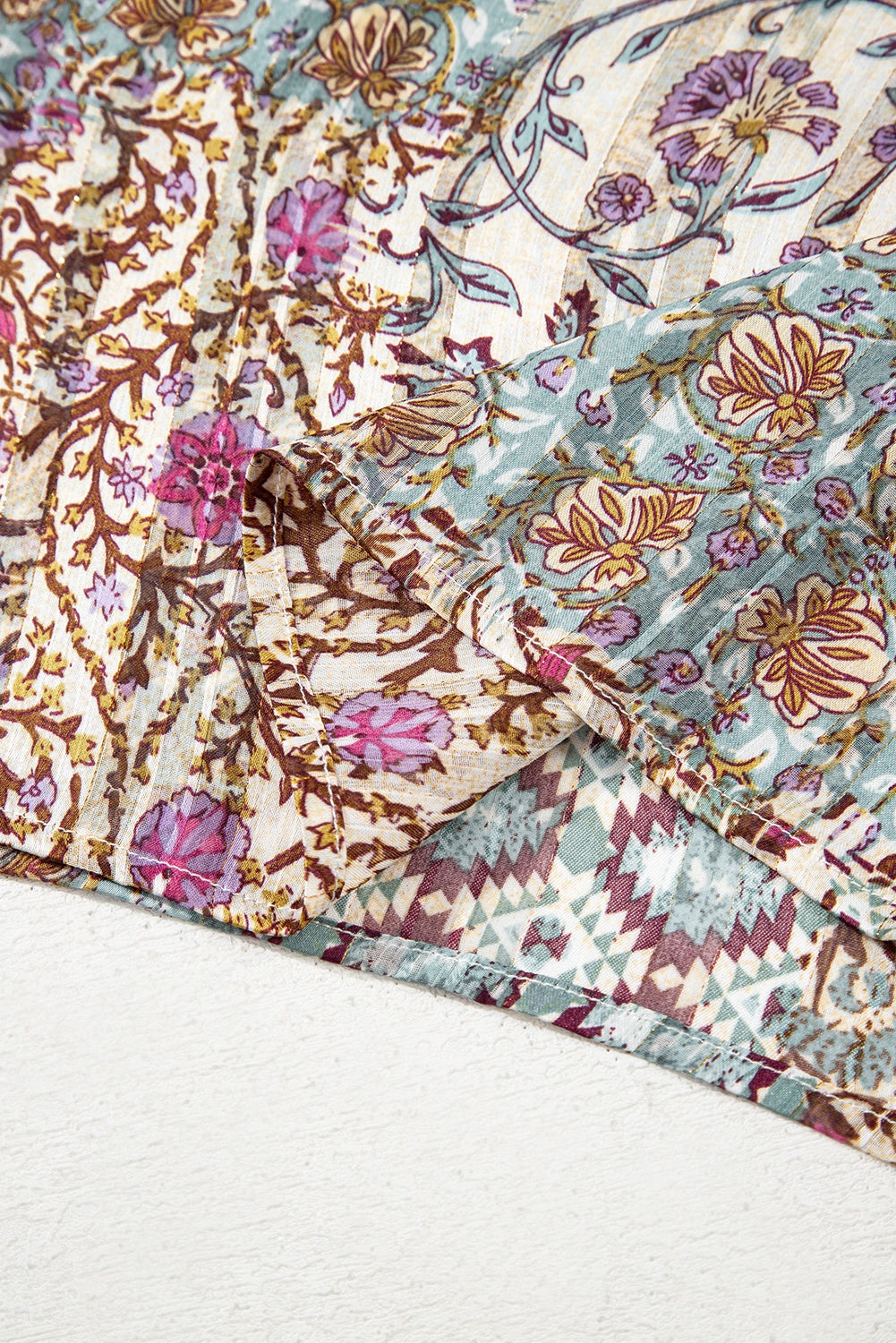 Apricot Floral Print Short Wide Sleeve Open Front Loose Kimono Kimonos JT's Designer Fashion
