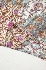 Apricot Floral Print Short Wide Sleeve Open Front Loose Kimono Kimonos JT's Designer Fashion