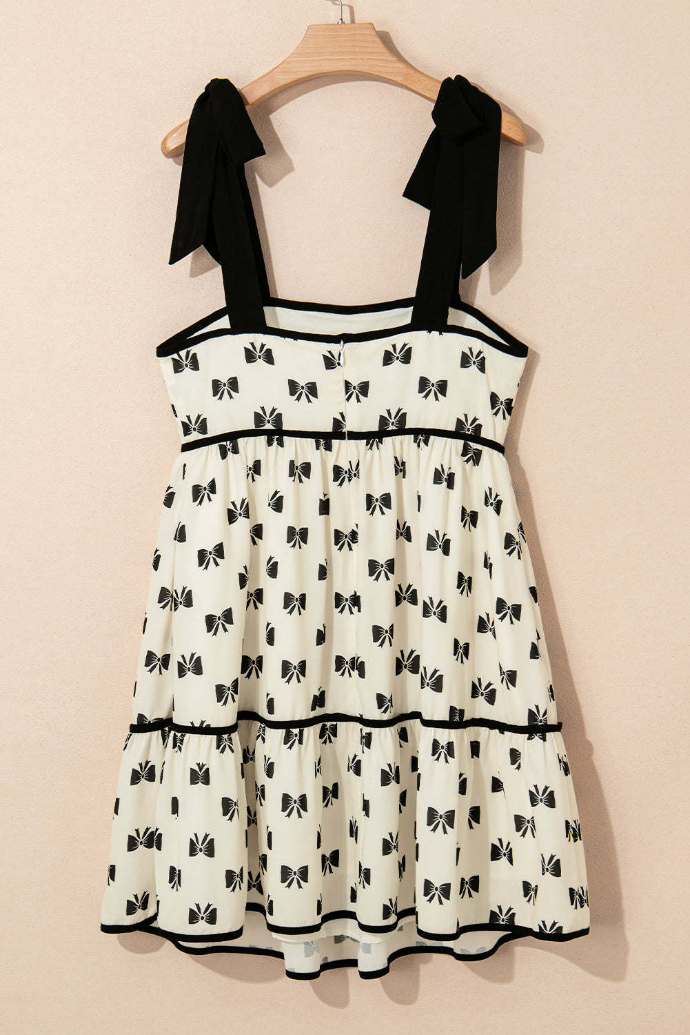 White Bow Knot Color Contrast Trim Knotted Shoulder Mini Dress Mini Dresses JT's Designer Fashion