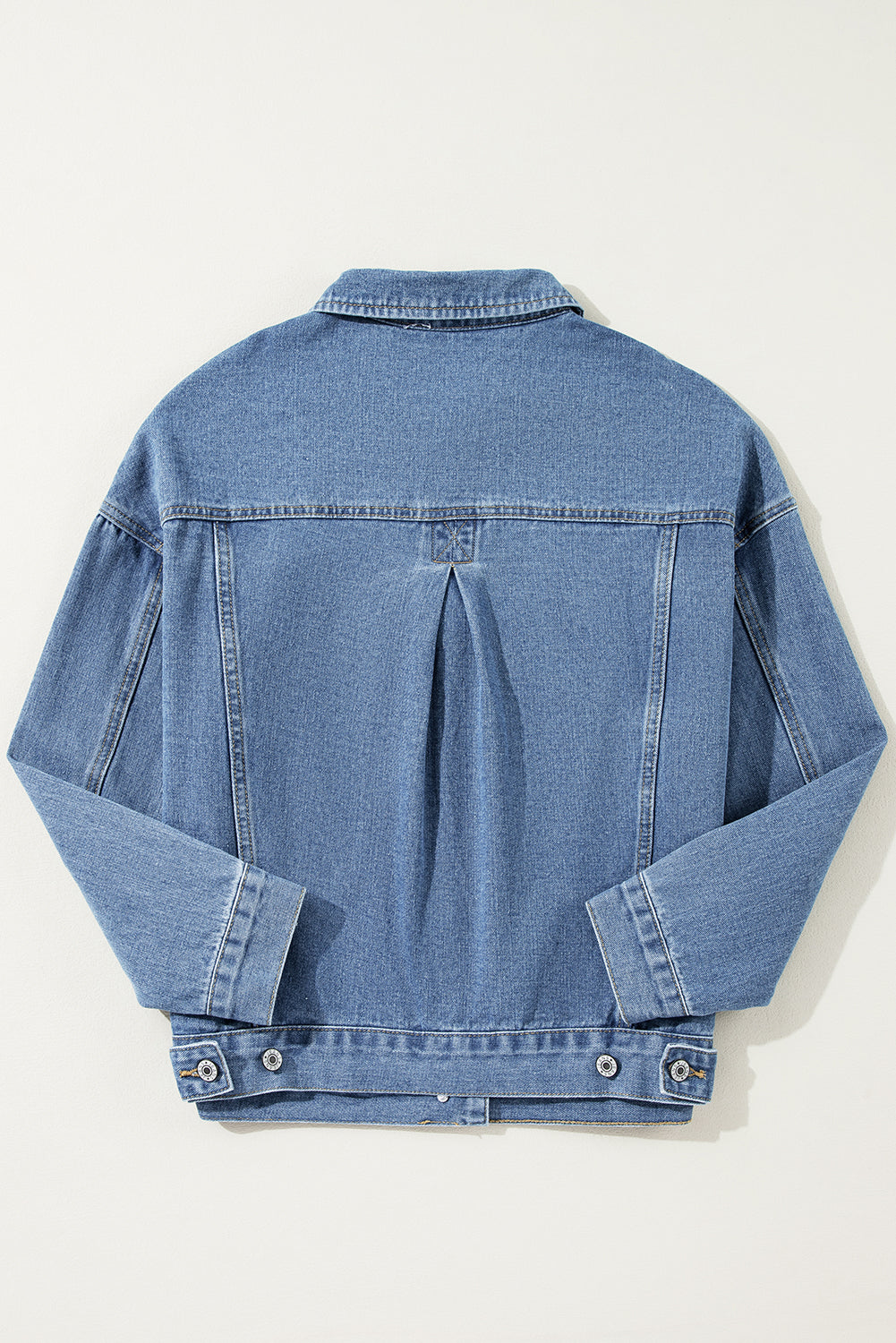 Light Blue Washed Oversize Pocketed Denim Jacket Denim Jackets JT's Designer Fashion