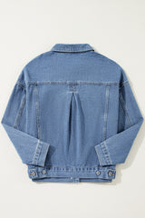 Light Blue Washed Oversize Pocketed Denim Jacket Denim Jackets JT's Designer Fashion