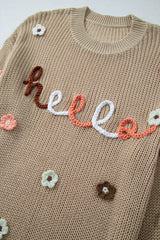 Parchment Hello Floral Embroidered Knit Loose Sweater Sweaters JT's Designer Fashion