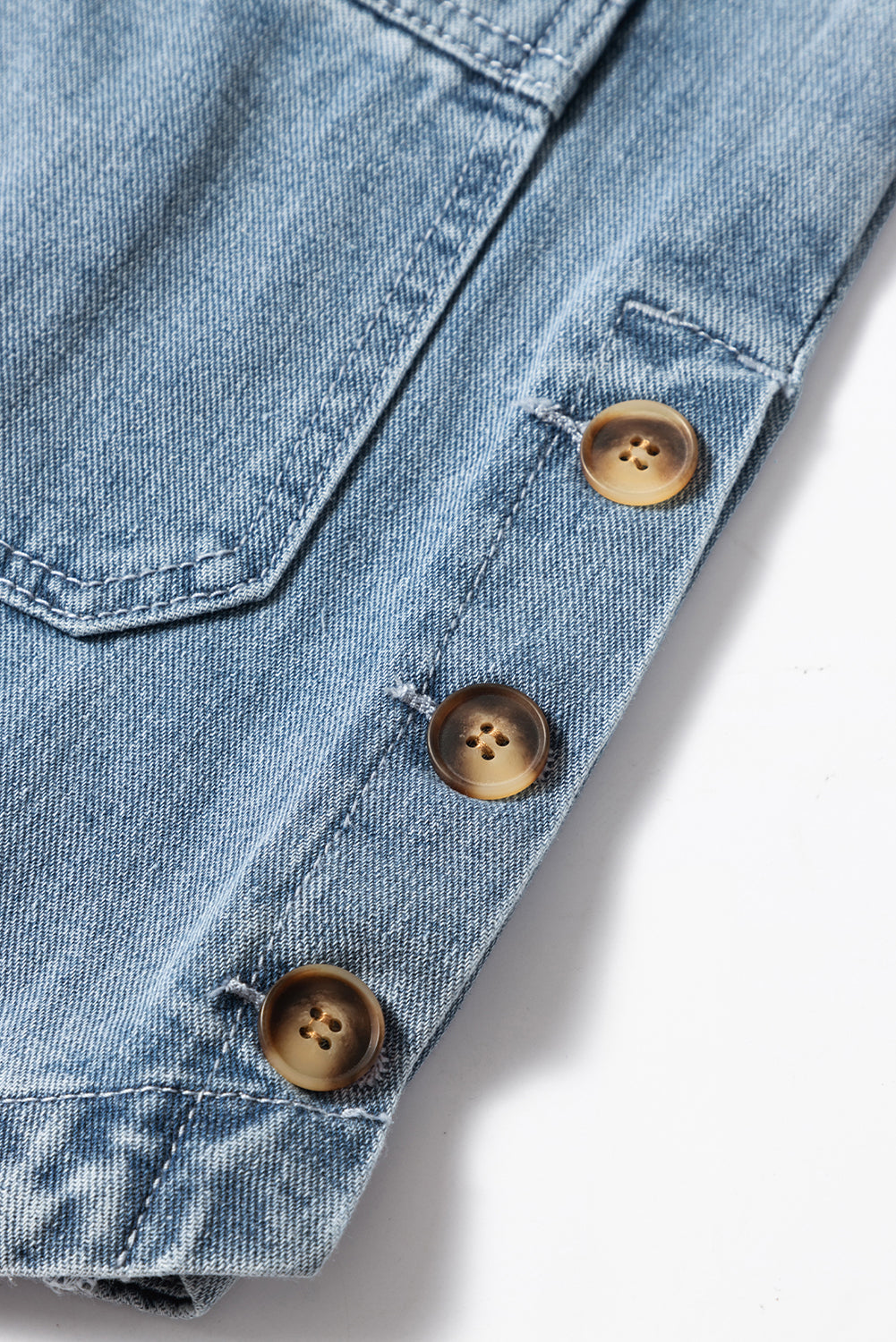 Dusk Blue Slit Buttons Pocketed Denim Jacket Denim Jackets JT's Designer Fashion