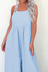 Checkered Pocketed Wide Leg Overalls Jumpsuits & Rompers JT's Designer Fashion