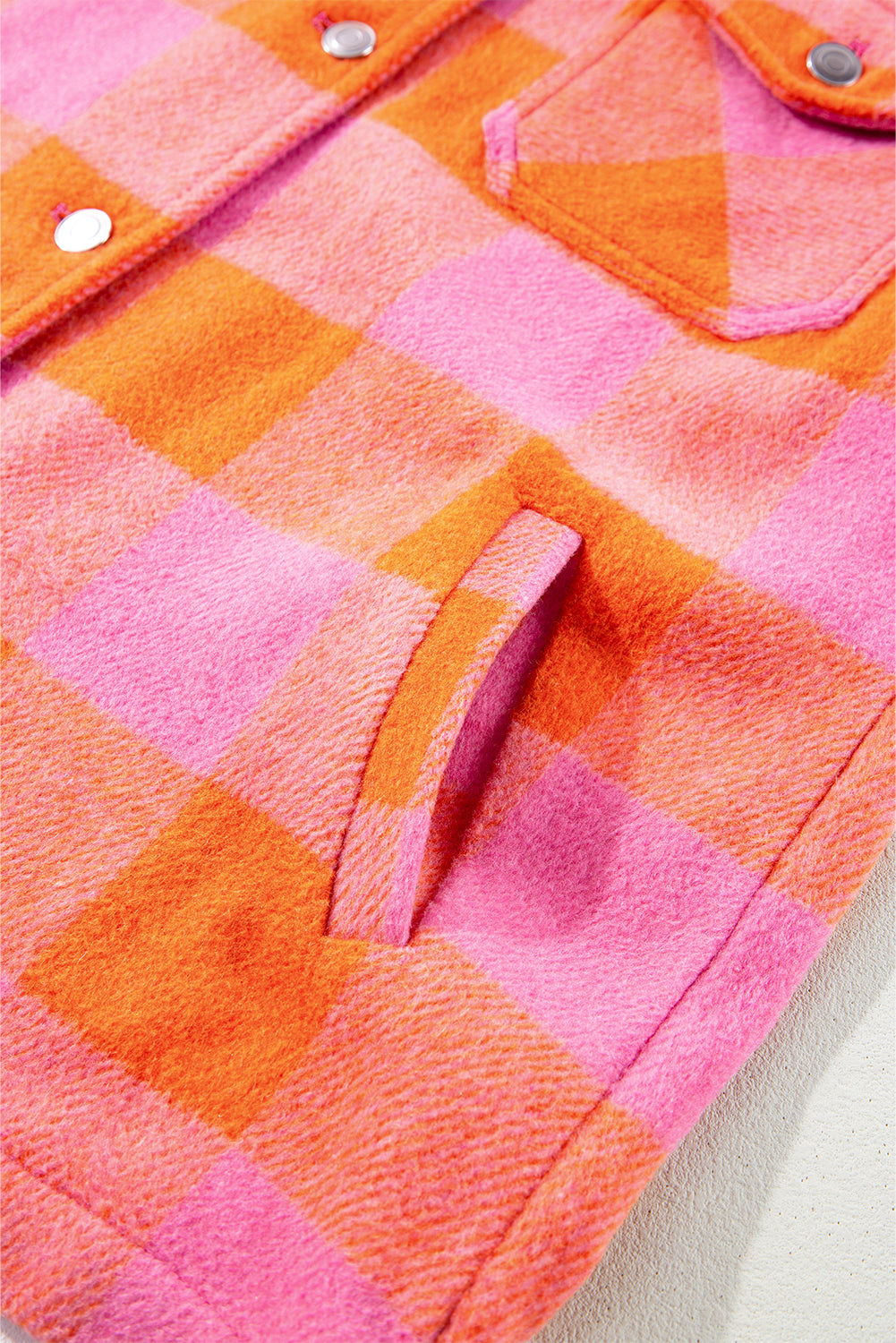 Orange Plaid Chest Pockets Button-up Turn Down Collar Jacket Jackets JT's Designer Fashion