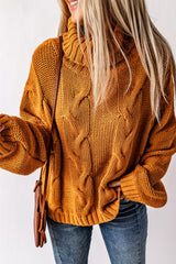 Cuddle Weather Cable Knit Handmade Turtleneck Sweater Sweaters & Cardigans JT's Designer Fashion
