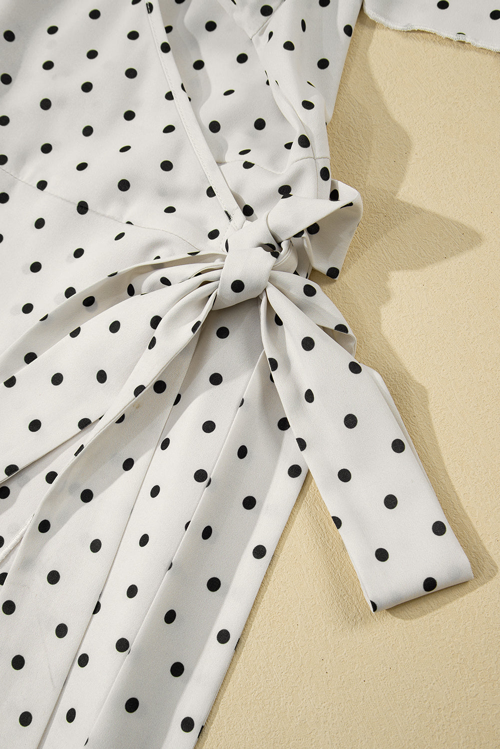 Khaki Polka Dot Surplice V Neck Tied Waist Flutter Sleeve Flowy Plus Size Midi Dress Plus Size Midi Dresses JT's Designer Fashion