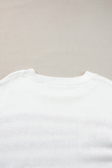 White American Flag Cable Knit Drop Shoulder Sweater Sweaters JT's Designer Fashion