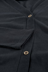 Black Solid Color Open-Front Buttons Cardigan Sweaters & Cardigans JT's Designer Fashion