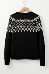 Black Western Fashion Abstract Printed Cardigan Sweater Cardigans JT's Designer Fashion