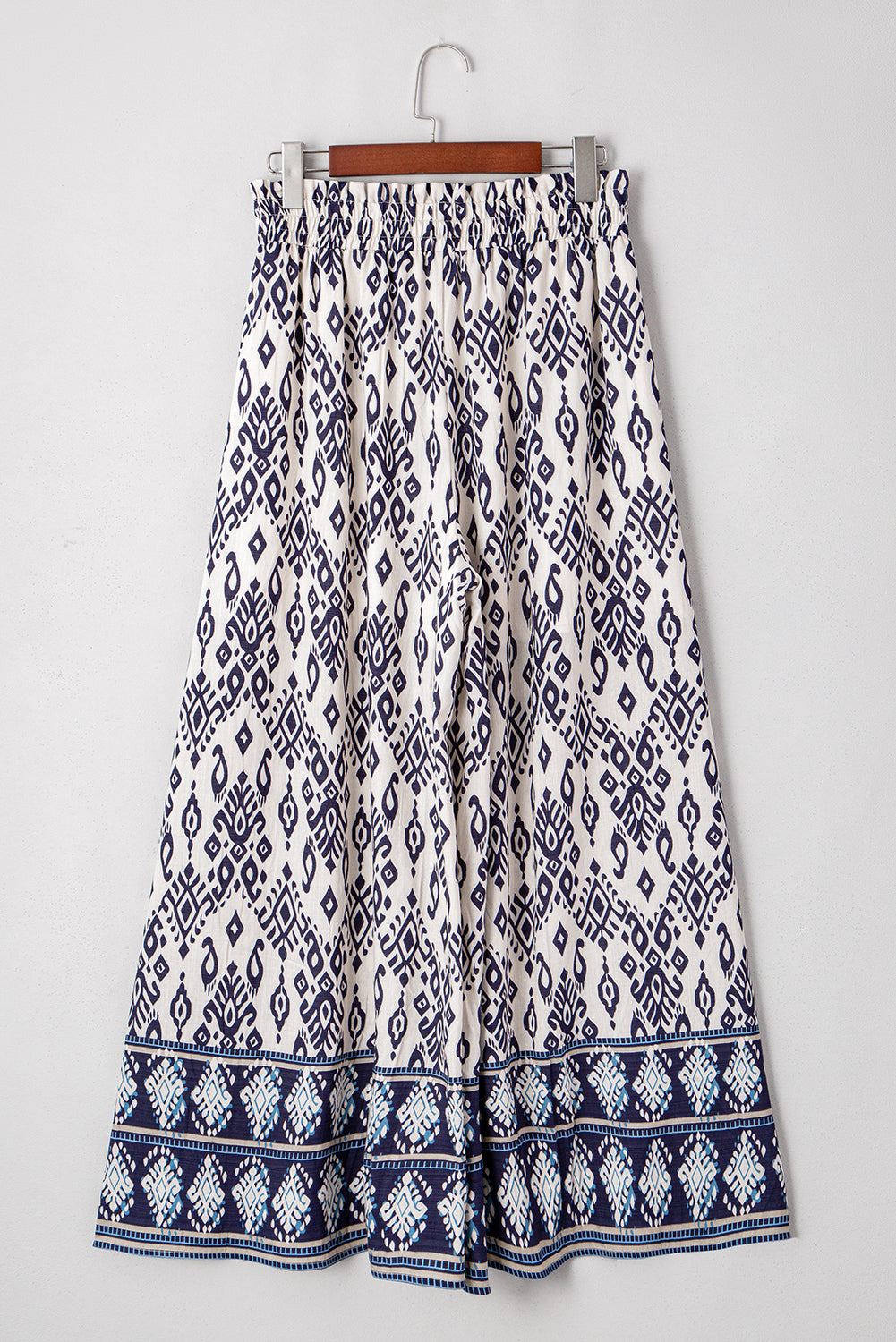 Blue Boho Pattern Print High Waist Wide Leg Loose Pants Pants & Culotte JT's Designer Fashion