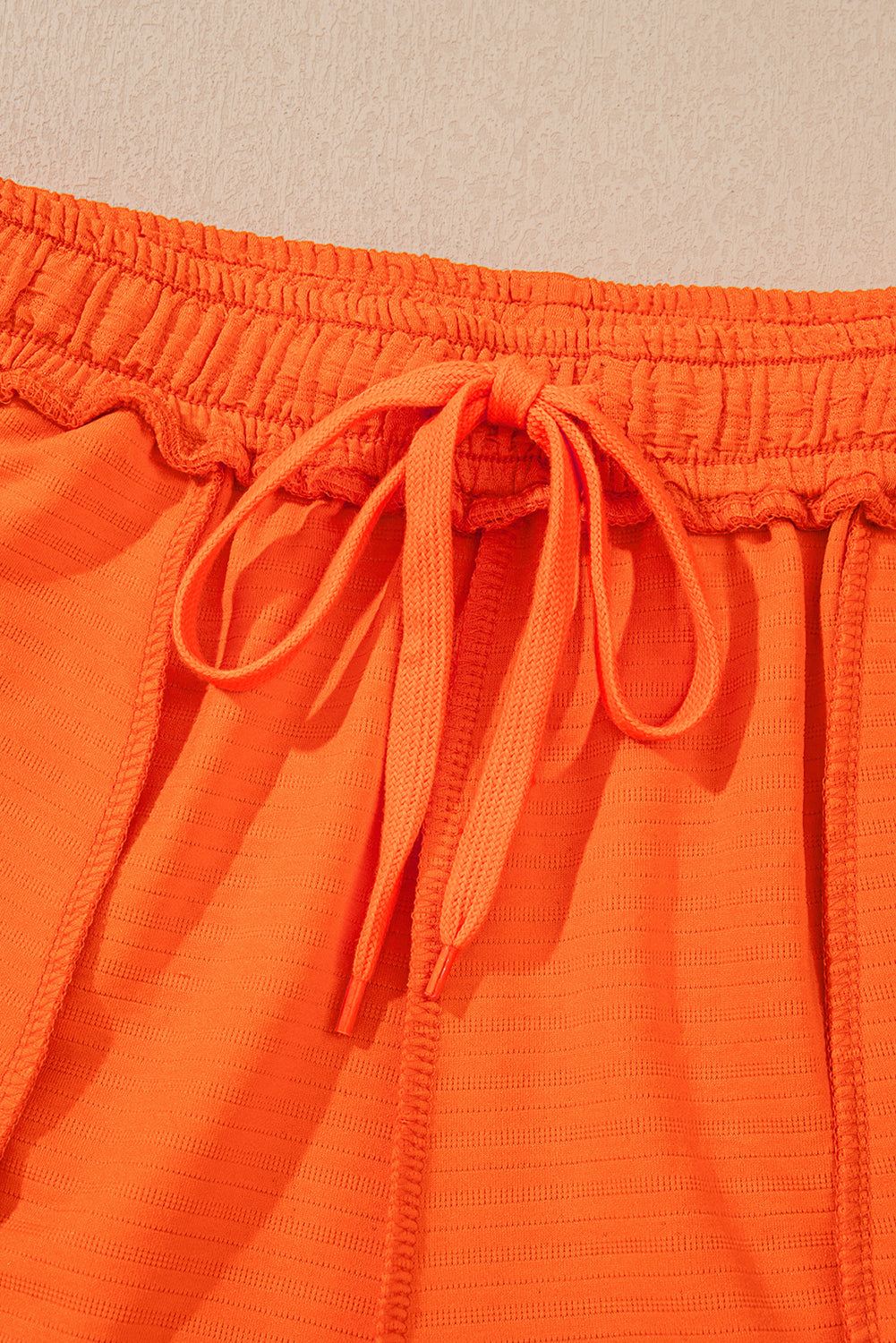 Orange Textured V Neck T Shirt and Shorts Set Short Sets JT's Designer Fashion