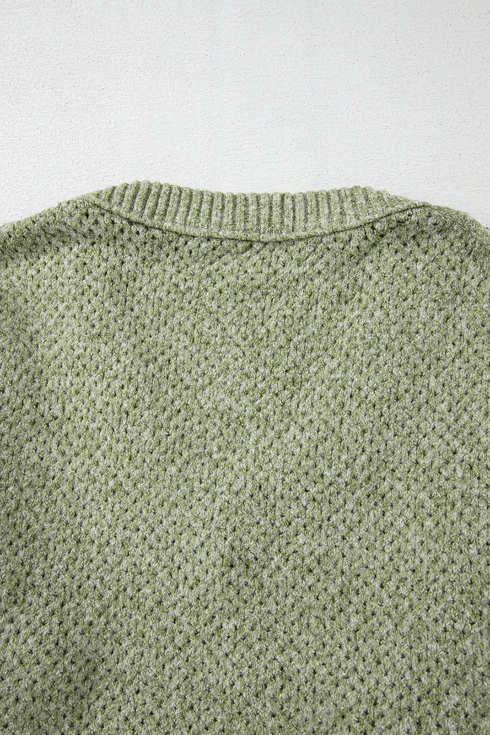 Jungle Green Loose Eyelet V Neck Drop Shoulder Sweater Sweaters JT's Designer Fashion