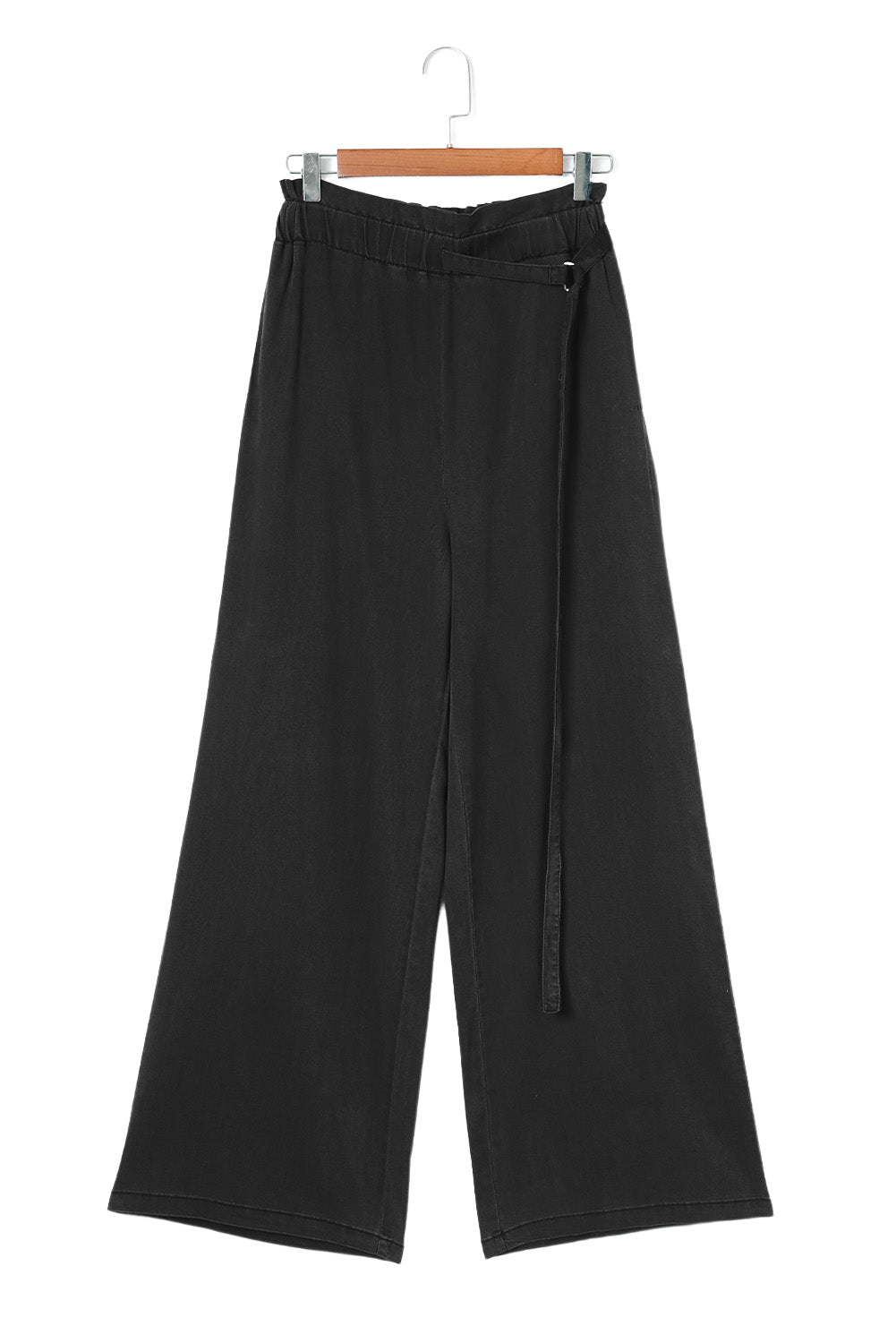 Black High Waist Pocketed Wide Leg Tencel Jeans Jeans JT's Designer Fashion