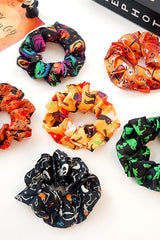 Black Halloween Pattern Print Hair Scrunchie Headwear JT's Designer Fashion