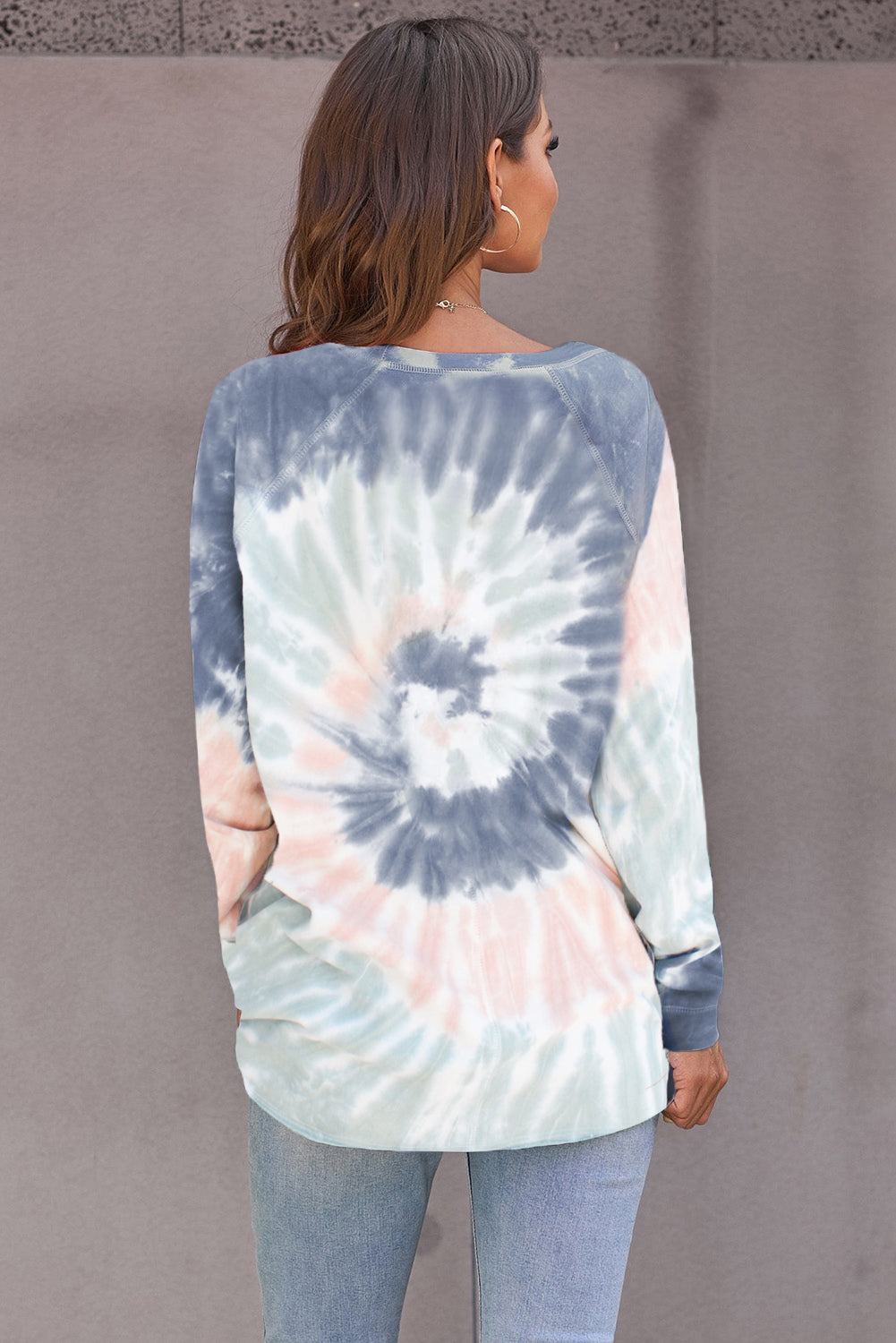 Multicolor Ombre Tie Dye Loose Leisure Sweatshirt Sweatshirts & Hoodies JT's Designer Fashion