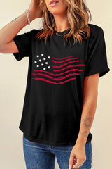 Black American Flag Graphic Crew Neck T Shirt Graphic Tees JT's Designer Fashion