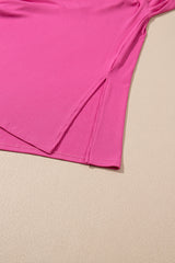 Rose Red Solid Color Loose Tunic Top and Slim Shorts Set Short Sets JT's Designer Fashion