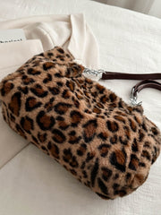 Faux Fur Leopard Shoulder Bag Shoulder Bags JT's Designer Fashion