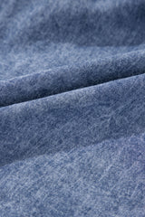 Beau Blue Tie V Neck Tucking Detail Short Sleeve Denim Shift Dress Mini Dresses JT's Designer Fashion