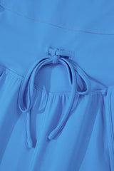 Blue Crossed Spaghetti Straps Drawstring Waist Sporty Romper Bottoms JT's Designer Fashion