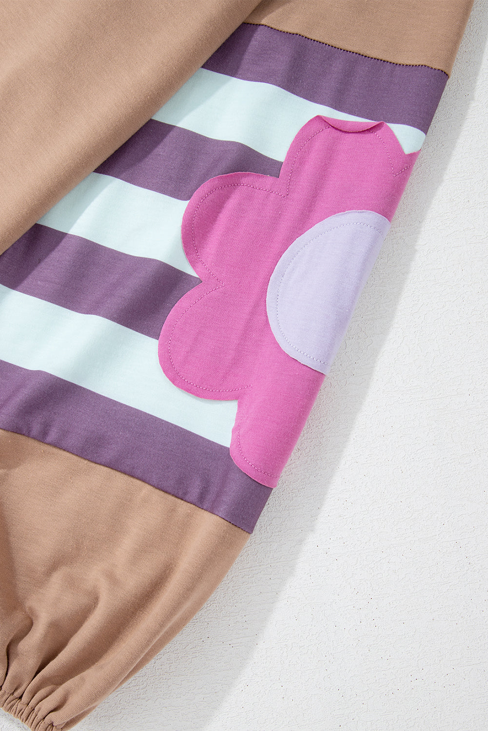 Dune Flower Patchwork Raglan Sleeve Exposed Seam Oversized Top Long Sleeve Tops JT's Designer Fashion
