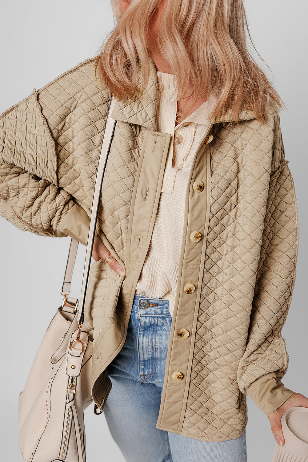 Jet Stream Solid Color Quilted Puffer Buttoned Shacket Jackets JT's Designer Fashion