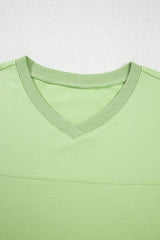 Meadow Mist Green Solid Loose V Neck Half Sleeve Tee and Shorts Short Sets JT's Designer Fashion