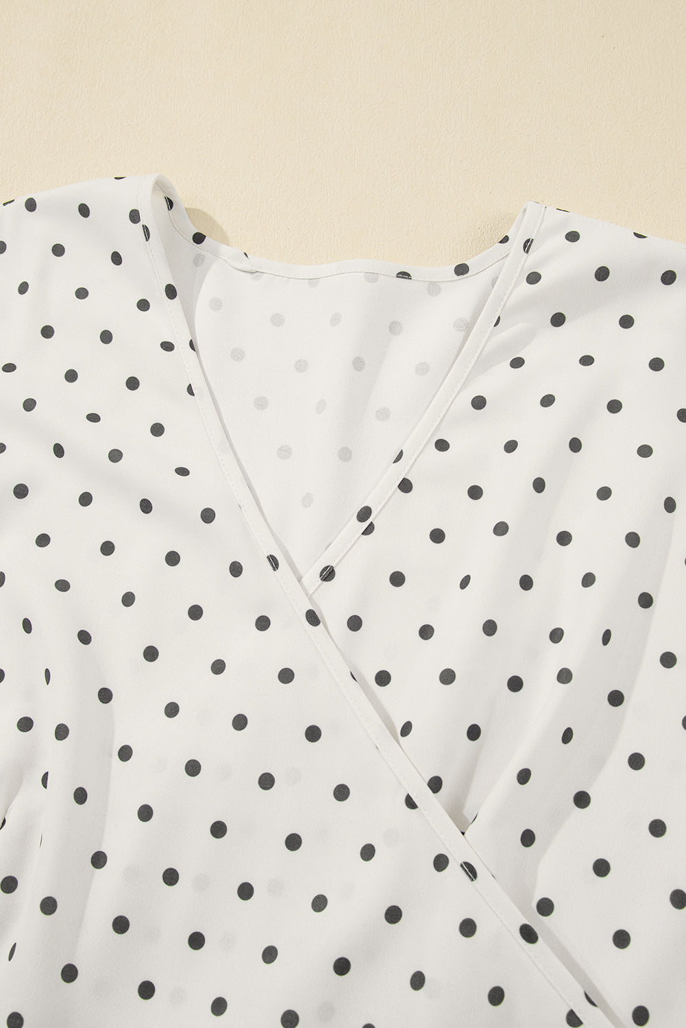 Khaki Polka Dot Surplice V Neck Tied Waist Flutter Sleeve Flowy Plus Size Midi Dress Plus Size Midi Dresses JT's Designer Fashion