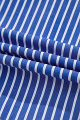 Blue Stripe Tied Front Puff Short Sleeve Blouse Blouses & Shirts JT's Designer Fashion