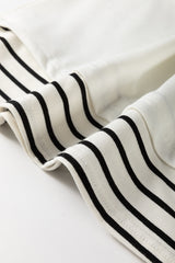 White Stripe Colorblock Sleeve Exposed Seam Fake-2-Piece Sweatshirt Sweatshirts & Hoodies JT's Designer Fashion