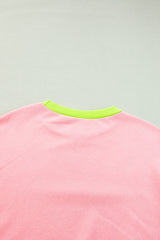 Pink Colorblock Bubble Sleeve Sweatshirt Sweatshirts & Hoodies JT's Designer Fashion