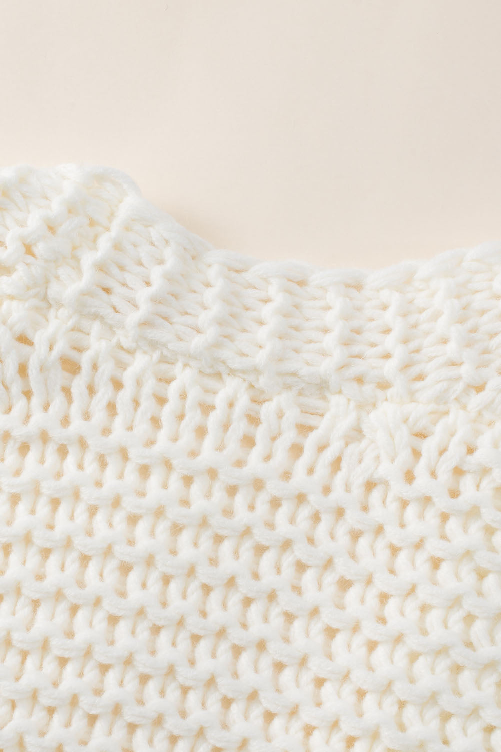 White Chunky Oversize Knit Drop Shoulder Puff Sleeve Cardigan Cardigans JT's Designer Fashion