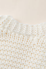White Chunky Oversize Knit Drop Shoulder Puff Sleeve Cardigan Cardigans JT's Designer Fashion