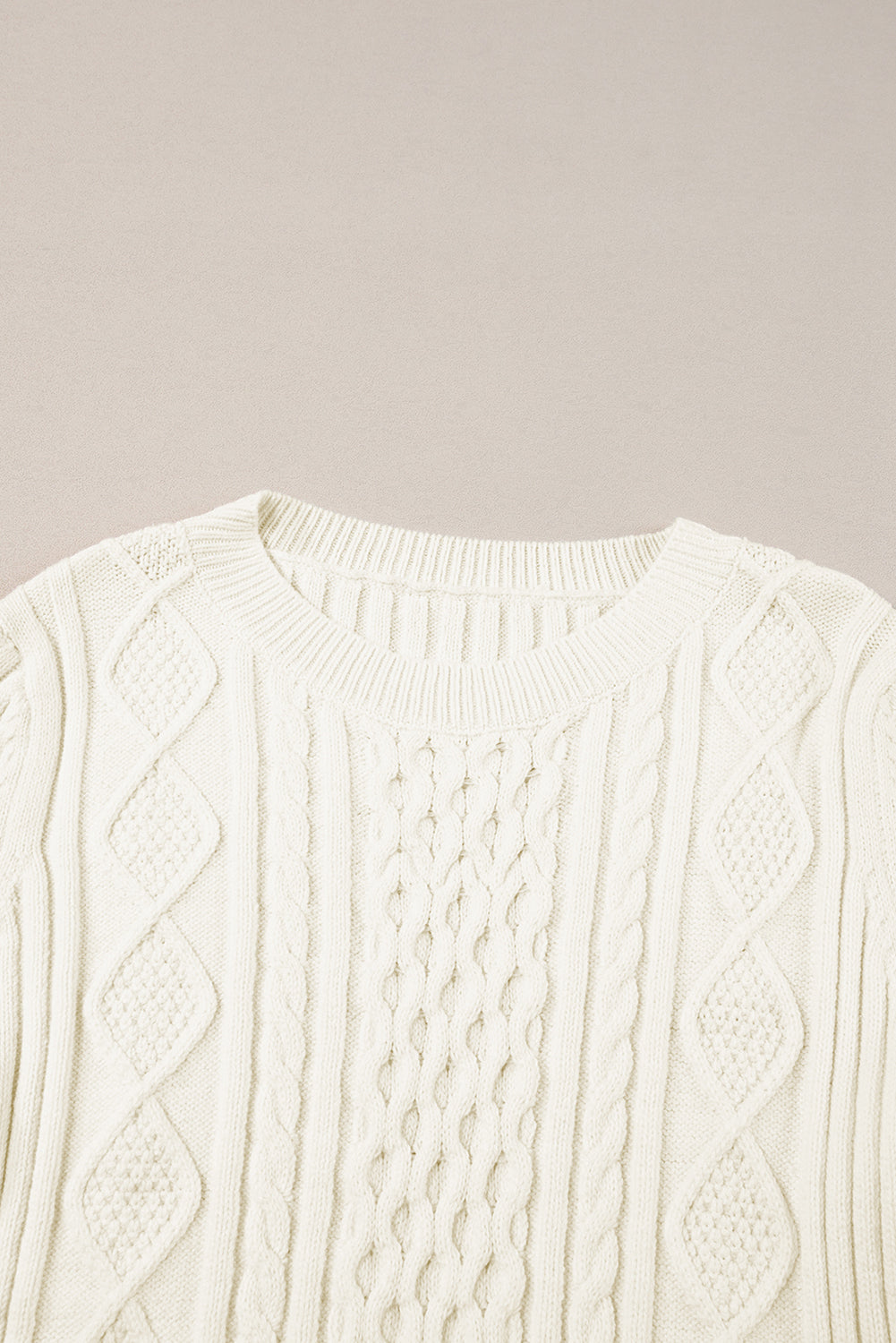 White Cable Knit Cropped Sweater Sweaters JT's Designer Fashion