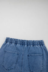 Ashleigh Blue Drawstring High Waist Casual Denim Shorts with Pockets Denim Shorts JT's Designer Fashion