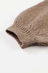 Camel Eyelet Pattern Detail V Neck Drop Shoulder Sweater Sweaters JT's Designer Fashion