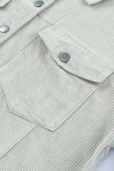 Sky Blue Raw Hem Flap Pockets Cropped Corduroy Jacket Jackets JT's Designer Fashion