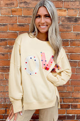 Apricot LOVE PATCH Graphic Oversized Sweatshirt Sweatshirts & Hoodies JT's Designer Fashion